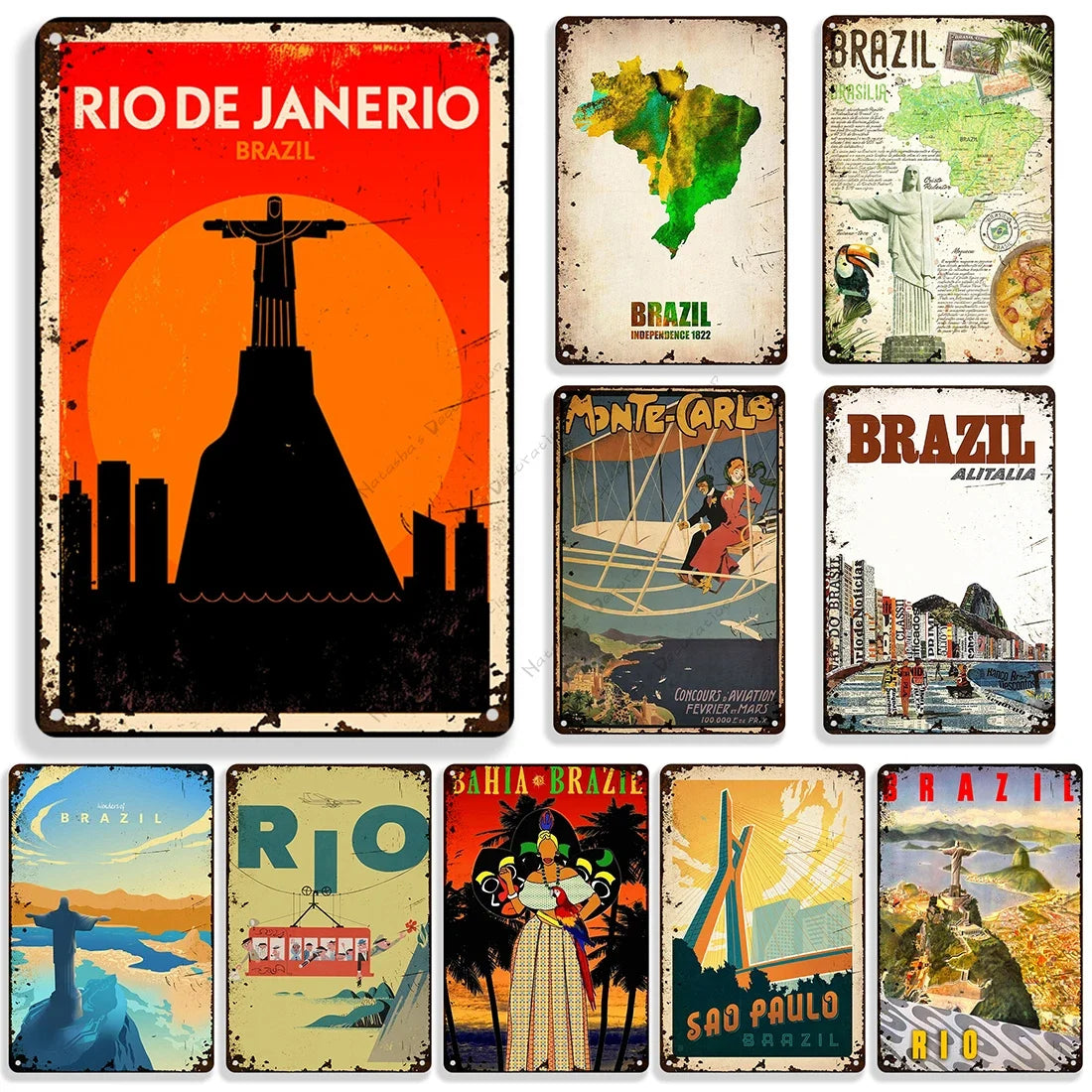 Rio de Janeiro Vintage Metal Sign – Brazil Wall Decor